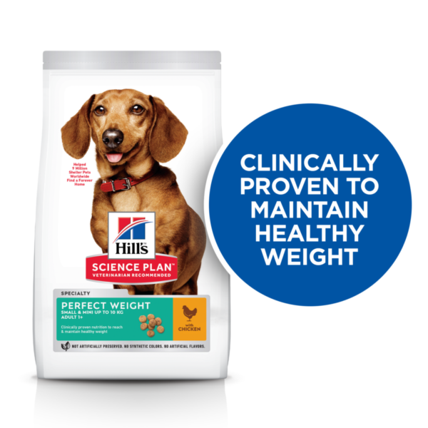 Hill's Science Plan Perfect Weight Small & Mini Adult Dog Food with Chicken (1.5kg) - Image 4