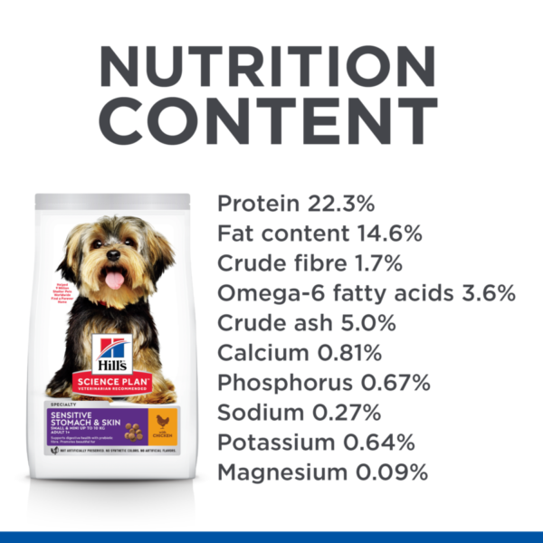 Hill's Science Plan Sensitive Stomach & Skin Small & Mini Adult Dog Food with Chicken (1.5kg) - Image 5