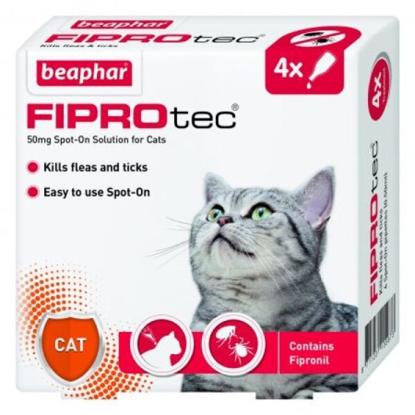 Beaphar FIPROtec® Spot On Cat for fleas and ticks treatment (4 vials per box)