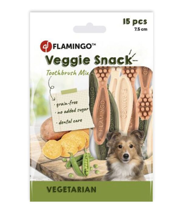 Flamingo Veggie Snack Toothbrush Mix Adult Dog Treats (15 x 7.5cm)