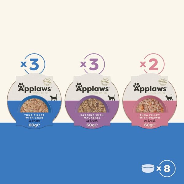 Applaws Natural Wet Cat Food Fish Selection in Broth Multipack (8 x 60g) - Image 2