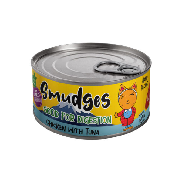Smudges Adult Cat Food Chicken Flakes with Tuna in Soft Jelly 80g can