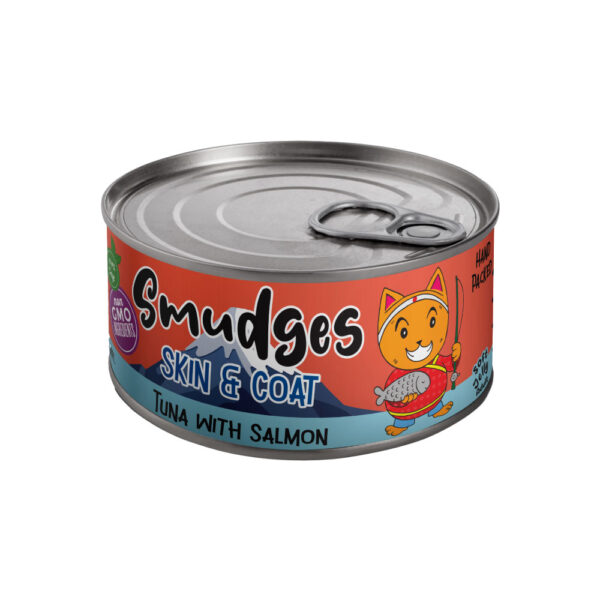 Smudges Adult Cat Food Tuna Flakes with Salmon in Soft Jelly 80g can