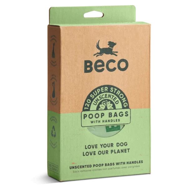 Beco Large Poop Bags with Handles Unscented 120 pcs