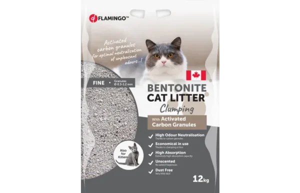 Flamingo Bentonite Activated Carbon Granules Clumping Cat Litter 12kg