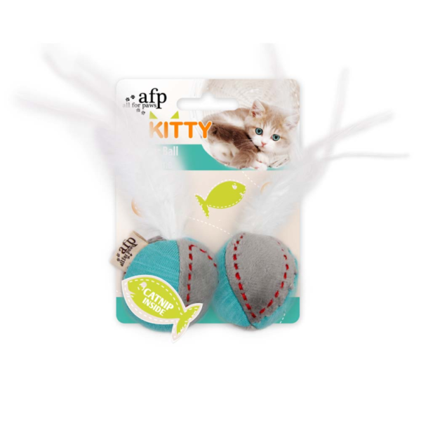Kitty Feather Ball Turquoise with Catnip inside for Kitten